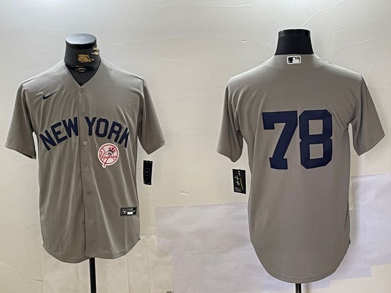 Men New York Yankees 78 No Name Grey Game 2024 Nike MLB Jersey style 3